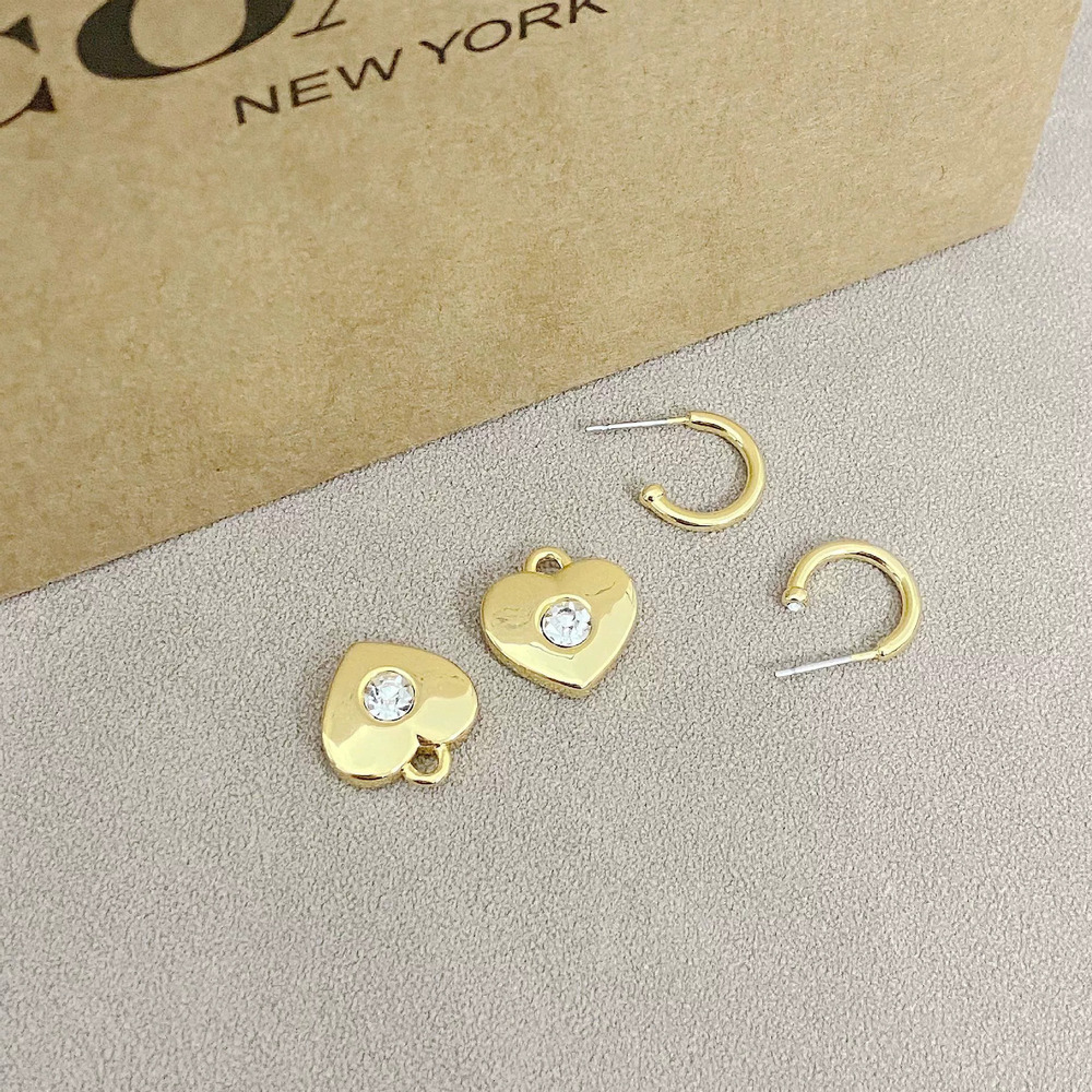 Coach Heart Shape Crystal Rhinestone Earrings - Picture 4 of 7
